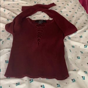 Forever 21 Burgundy Sweater Crop Top